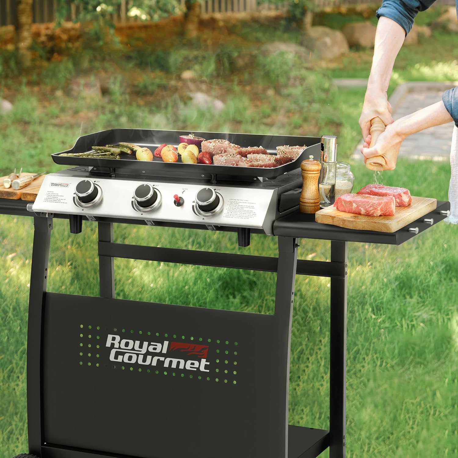 karaca-alisveris - Plancha sur chariot 62x35,5cm - 3 brûleurs puissants 7,5kW