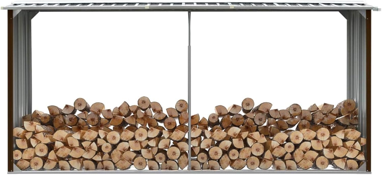 GuyAna Abri de Stockage de Bois Acier galvanisé 330x92x153 cm Marron Abris De Jardin,Abri De Stockage pour Jardin,Abri D'Outils De Jardin