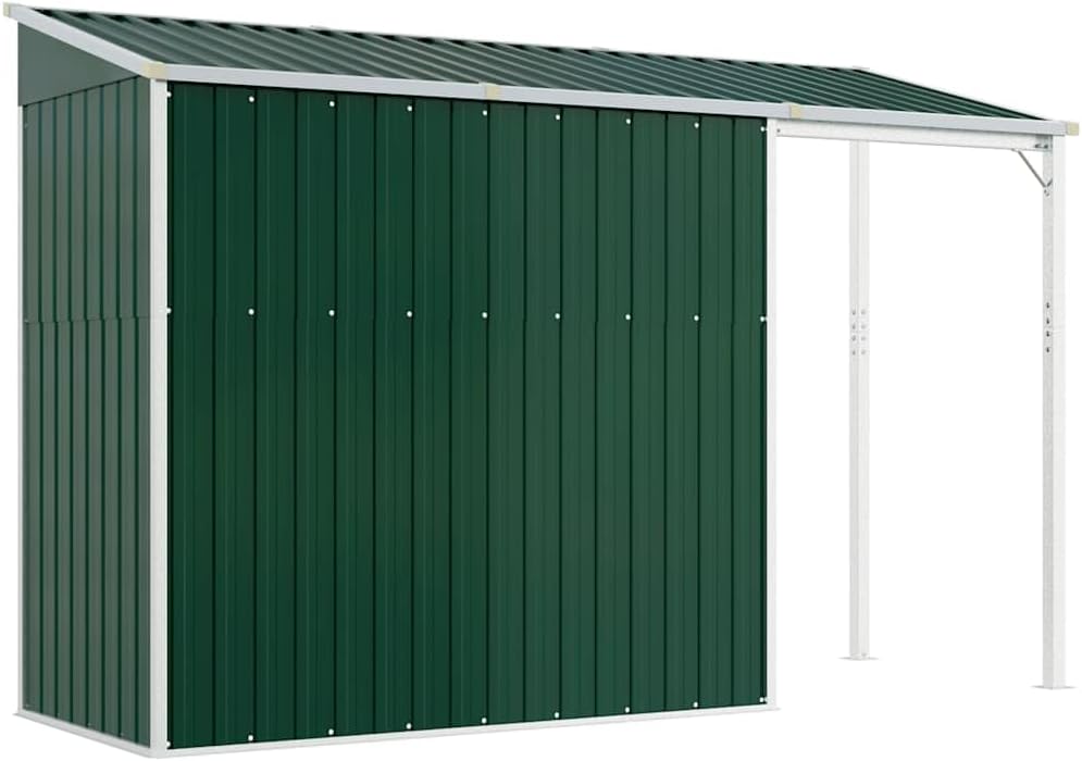 karaca-alisveris Abri de Jardin avec Toit prolongé Vert 277x107x181 cm Acier, Maison & Jardin, Pelouses & Jardins, Vie en extérieur, Structures extérieures, Cabanes & abris de Jardin, Vert, (Poids 41.56KG)