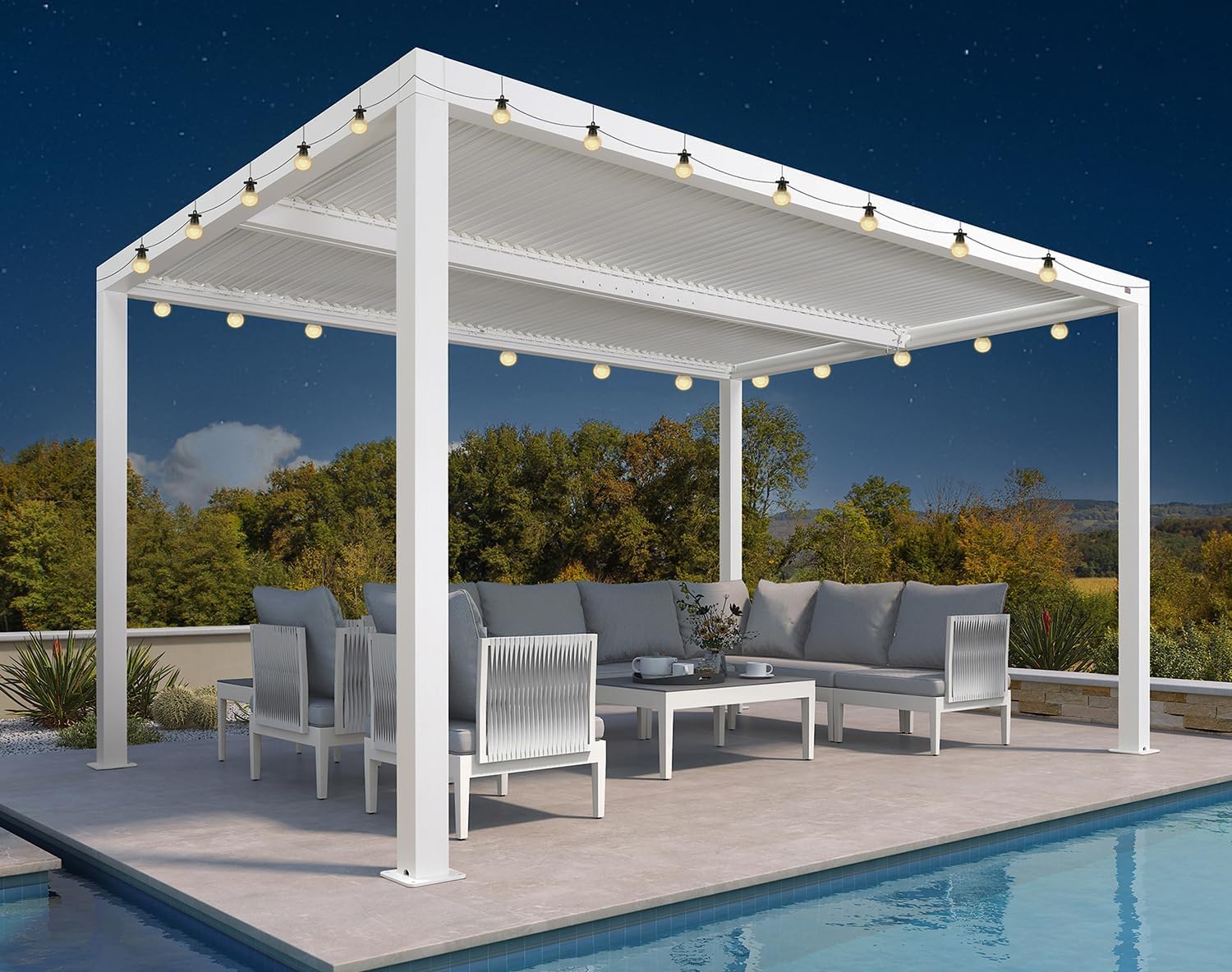 karaca-alisveris - Pergola Bioclimatique - 4,24x3m - aluminium, éclairage, lames orientables