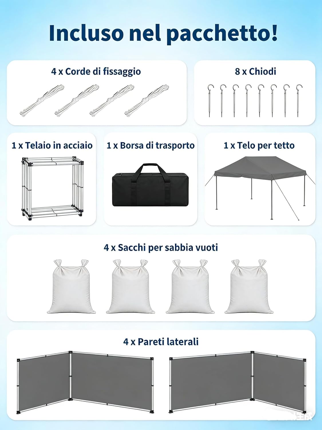 Gravee - tonnelle pliante jardin - 3x3m - imperméable, anti-UV, parois, sac