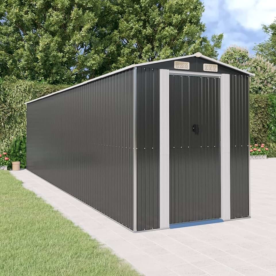 karaca-alisveris Abri de jardin, abris pour parcelles, abris de jardin, abri de jardin extérieur, maisons préfabriquées, acier galvanisé anthracite 192 x 772 x 223 cm
