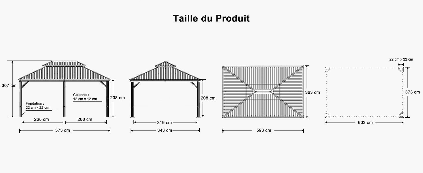 Pavillon de Jardin à Double Toit Acier Galvanisé
