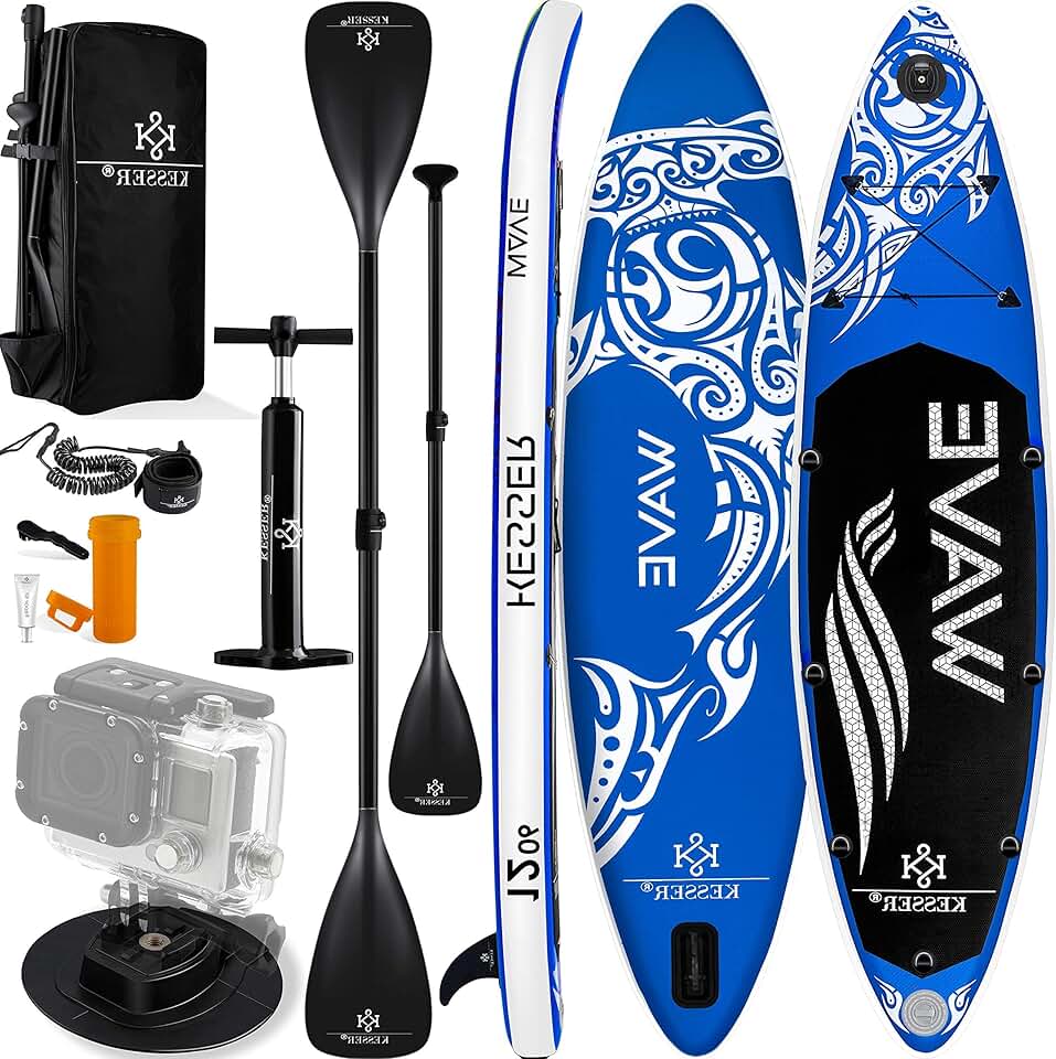 karaca-alisveris® Set Sup Board Gonflable Stand Up Paddle Board Premium Surfboard Sports Aquatiques | 6 Pouces d'épaisseur | Accessoires complets | 130kg