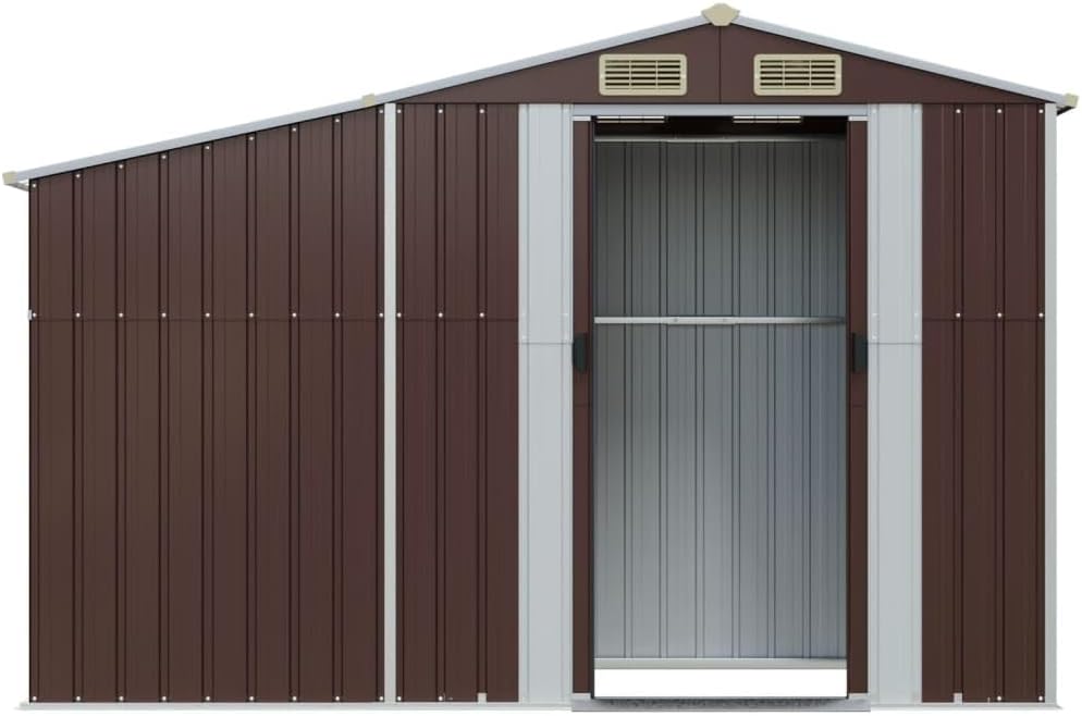 Abri de jardin métal - organisateur acier toit incliné bunker charbon - 277x93x179cm