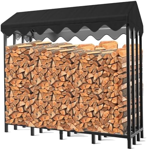 karaca-alisveris® Range-bûches d'Extérieur avec Housse de Protection Intégrée, 185 x 70 x 185 cm, Capacité 2,4 m³