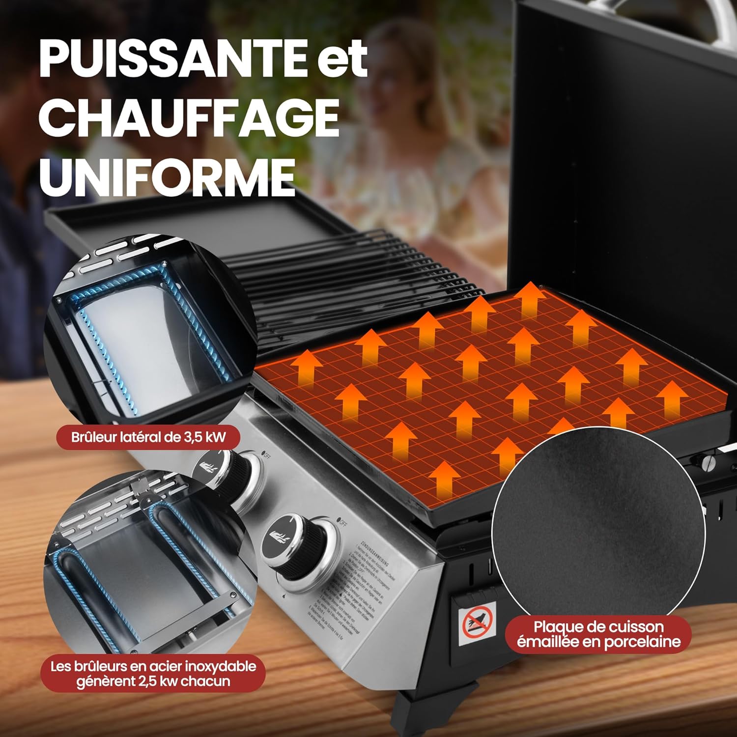 karaca-alisveris - barbecue gaz 3 brûleurs - 8,5kW - plancha, grille, couvercle multifonction