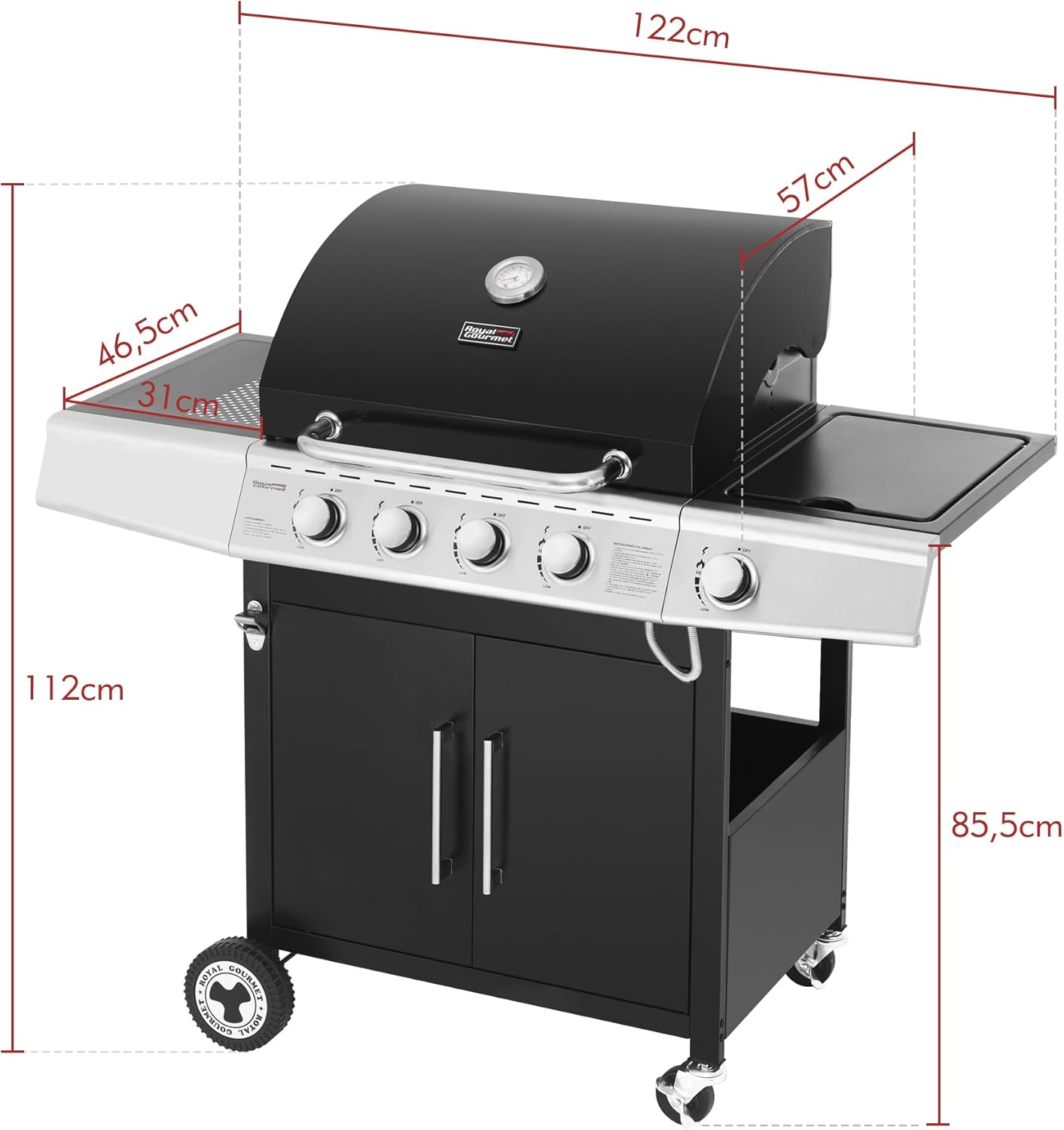karaca-alisveris – Barbecue Série 4+1 – 14,5kW, inox, tablettes, 2 portes