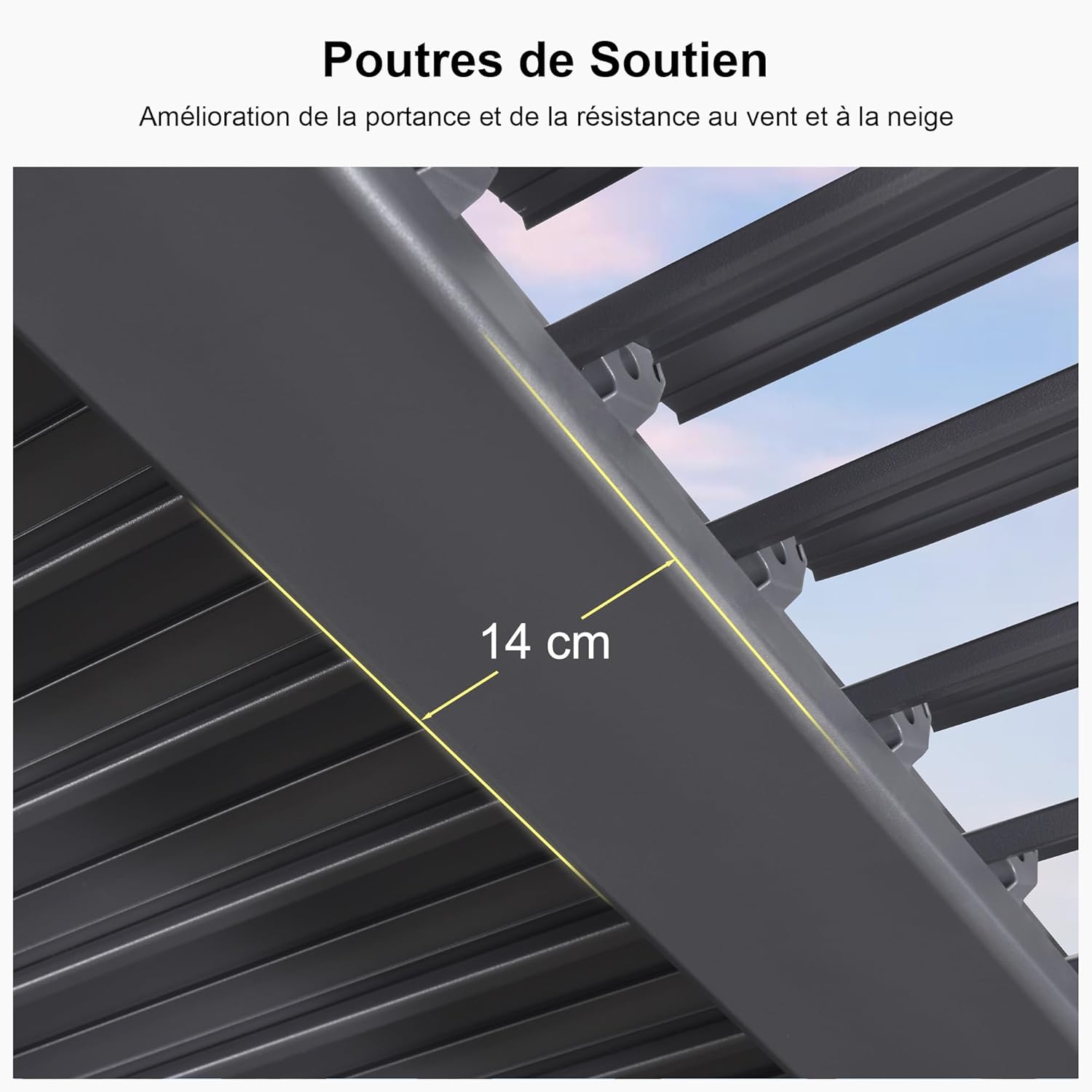karaca-alisveris - pergola bioclimatique - 3x3,65m - aluminium, lames orientables, gris