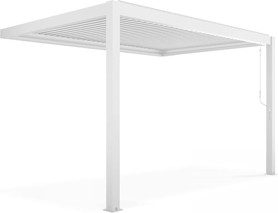 karaca-alisveris - Pergola bioclimatique adossée - 3x4 m - aluminium blanc