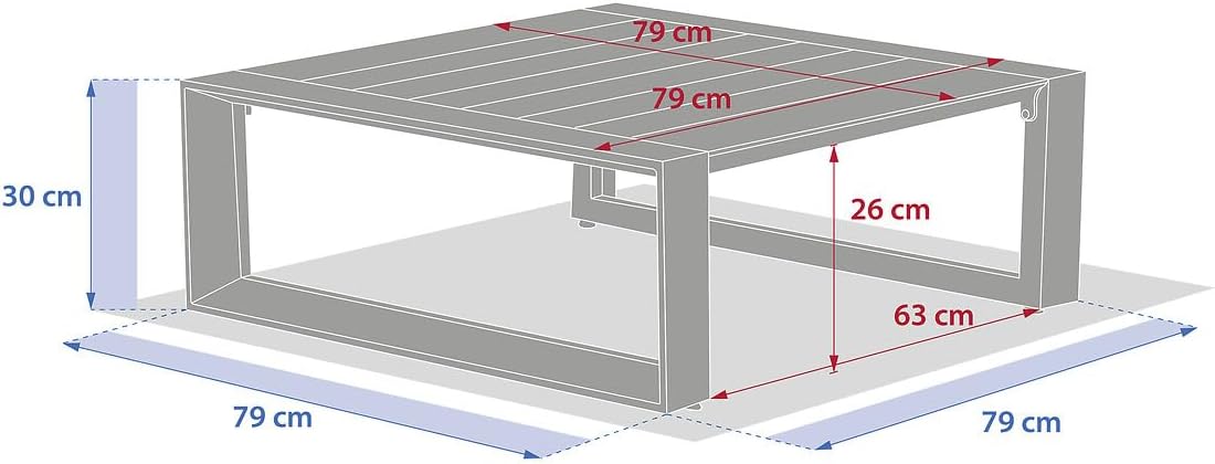 karaca-alisveris - Allure table basse jardin 79x79x30 cm - aluminium époxy