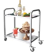 karaca-alisveris Chariot de Service INOX Service desserte de Cuisine à roulettes avec roulettes, 2 étagère...