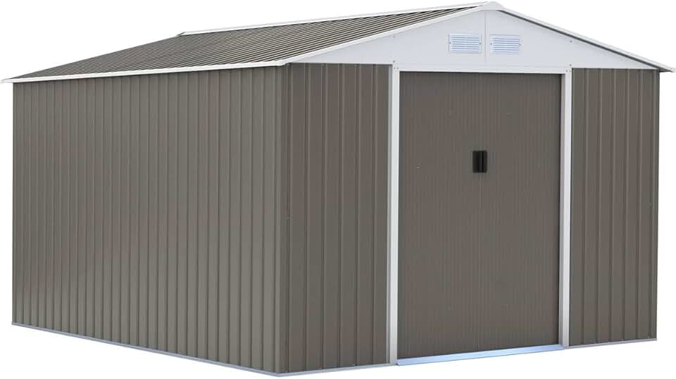 karaca-alisveris - karaca-alisveris - 15,16 m² - Abri de jardin métal gris/taupe/blanc - 1299_74728