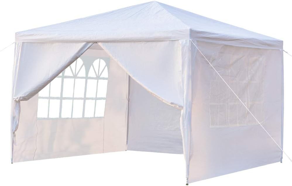 Tonnelle de jardin pliante imperméable 3x3m, 4 parois, bâche PE épaisse, protection UV