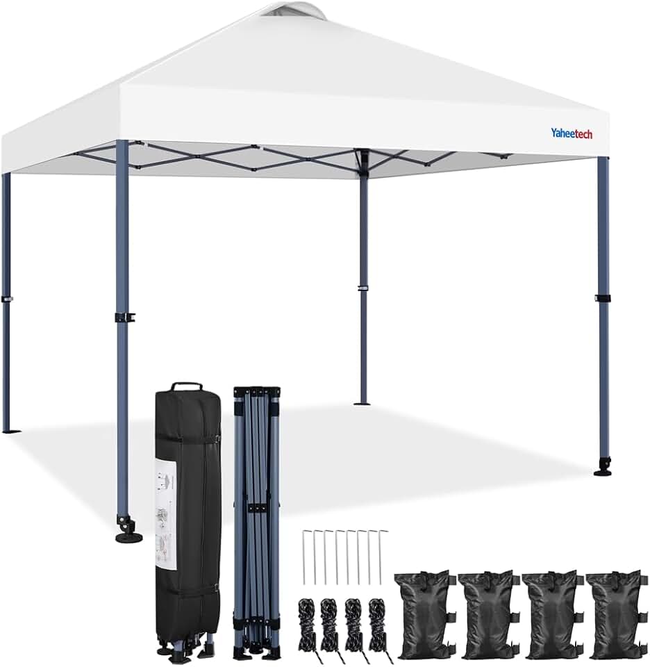 karaca-alisveris - tonnelle pop-up 3x3m, UV 50+, transport, blanc