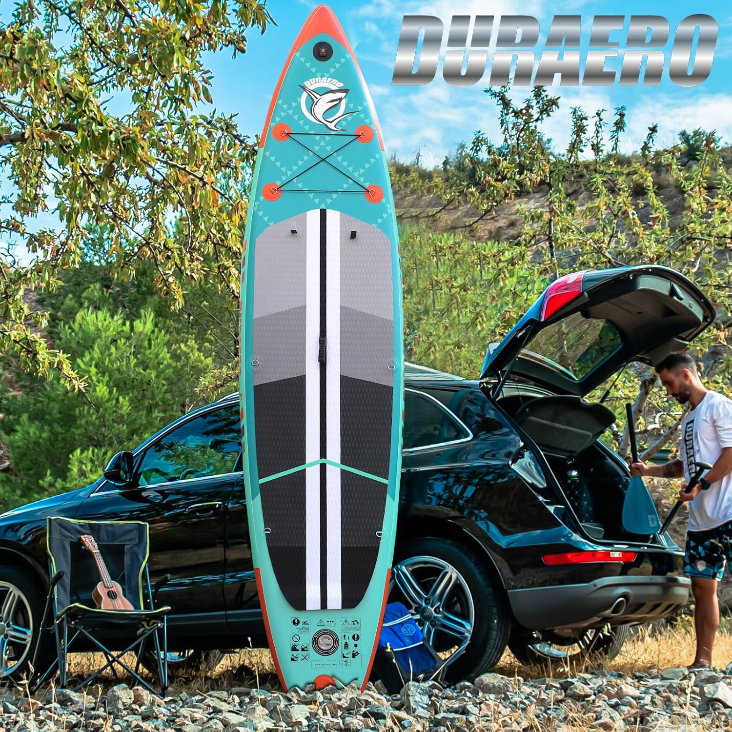 Stand up Paddle gonflable - 330x76x15cm - siège kayak, support GoPro, 150kg, double pagaie, vert menthe