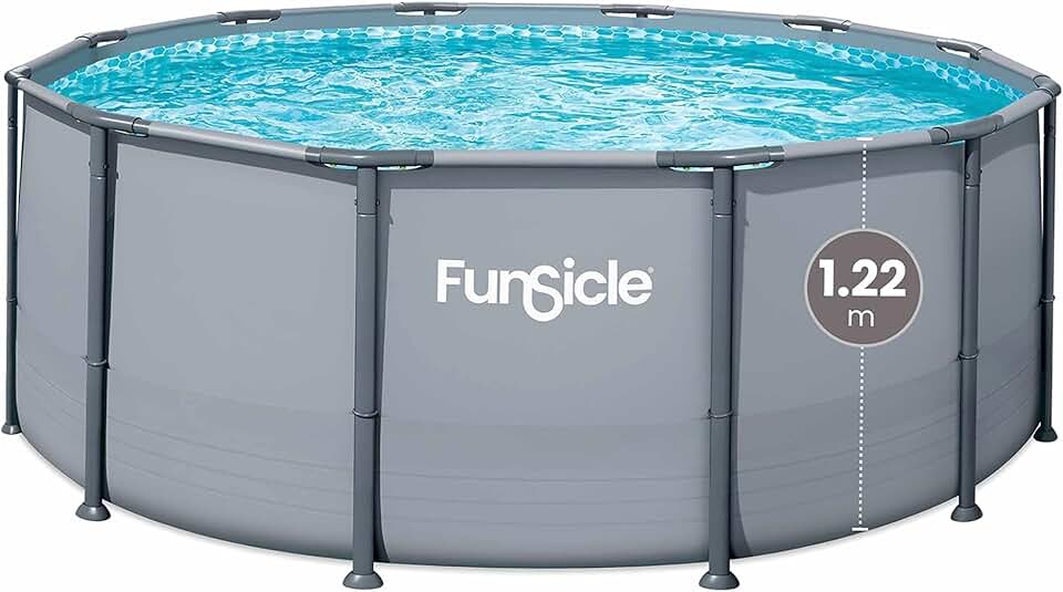 karaca-alisveris Piscine Tubulaire Ronde Grise Ø3,66m x h1,22m