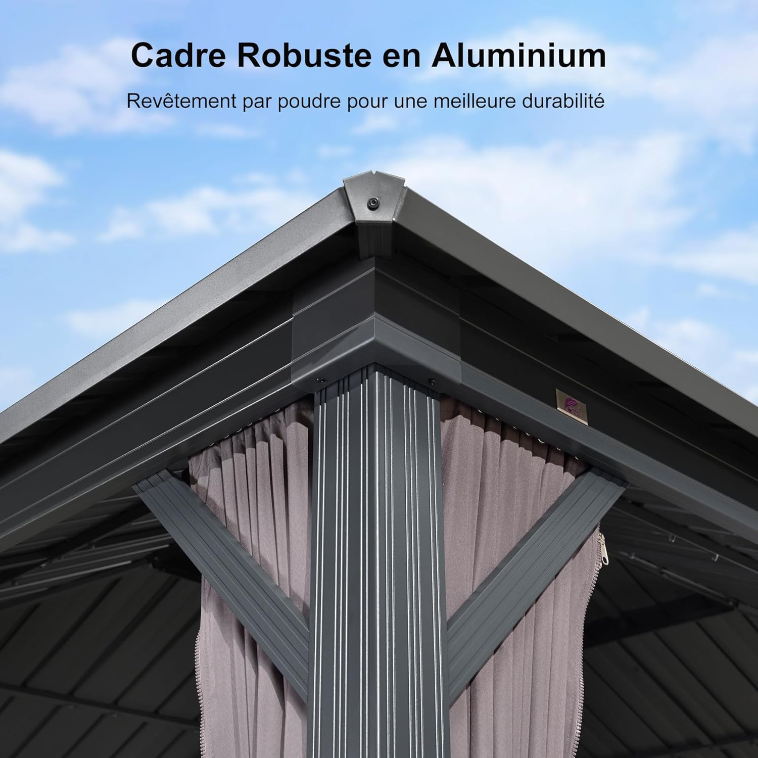 karaca-alisveris - Tonnelle double toit rigide, 6 x 3,65 m, moustiquaire, aluminium, gris