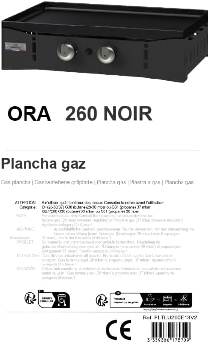 Marque - karaca-alisveris Plancha Ora Gaz - 260 Noire - Plancha gaz robuste et compacte, surface de cuisson large.