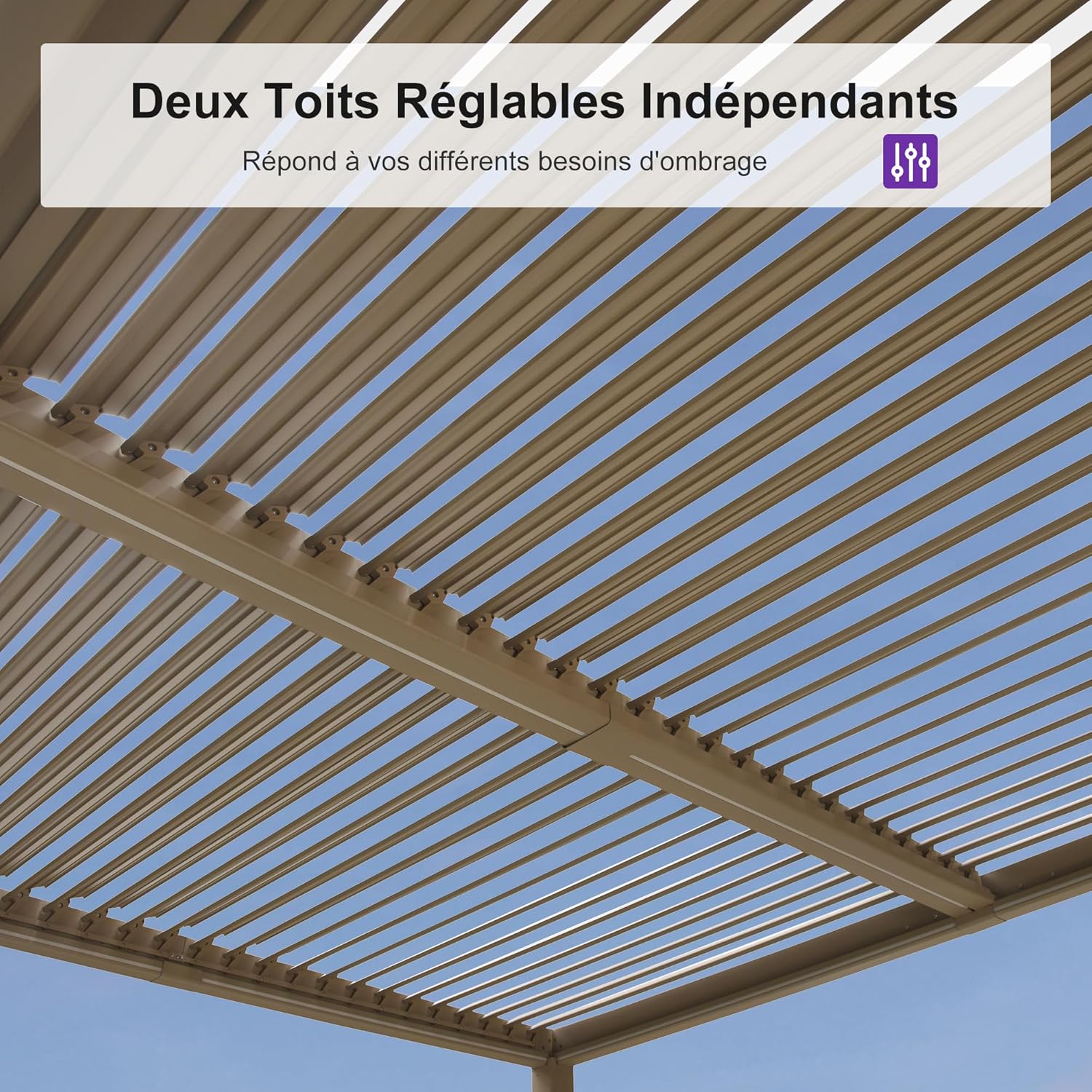 karaca-alisveris - pergola bioclimatique LED - 3x4,25m - aluminium, lames orientables, anti-UV, sans entretien