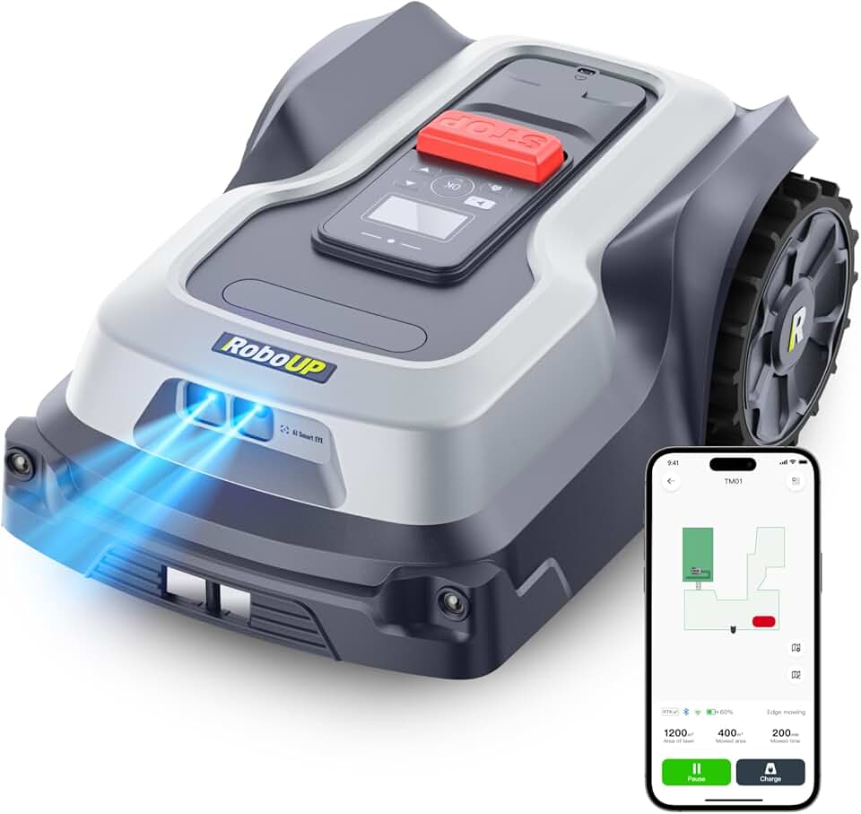 Robot tondeuse sans fil - 1500㎡ - tonte personnalisée, pente 24°, bordures précises, T1200Pro