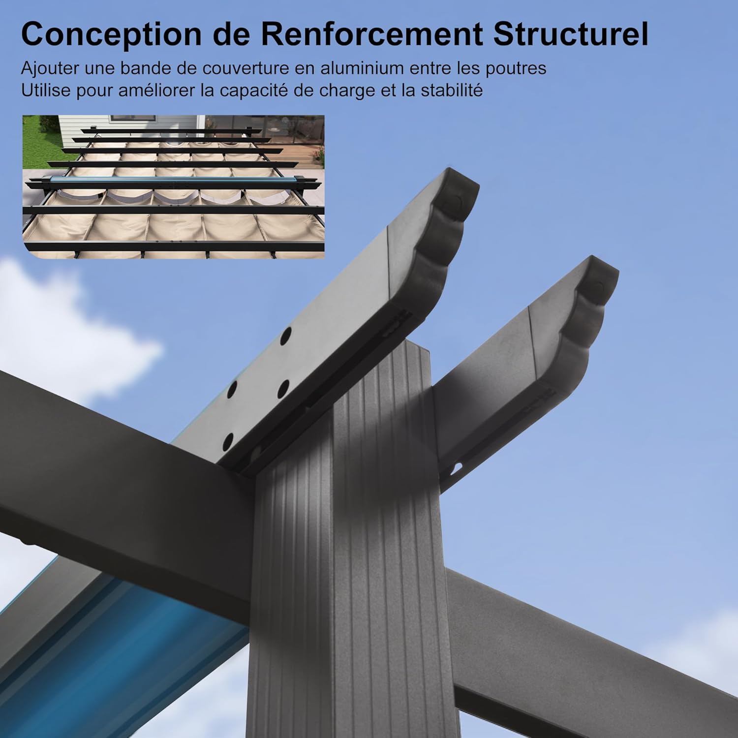 karaca-alisveris - Pergola aluminium 5,5x3m toit coulissant extérieur