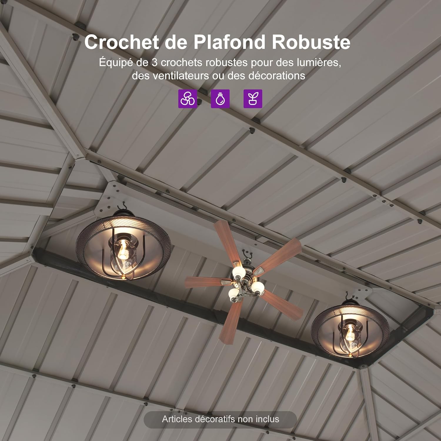 karaca-alisveris - pergola aluminium - 3,65x3m - double toit, moustiquaire, rideaux