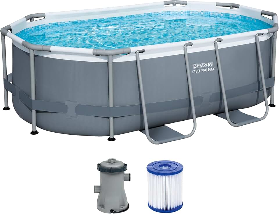 karaca-alisveris - Steel Pro Max piscine hors sol, 305x200x84cm, gris