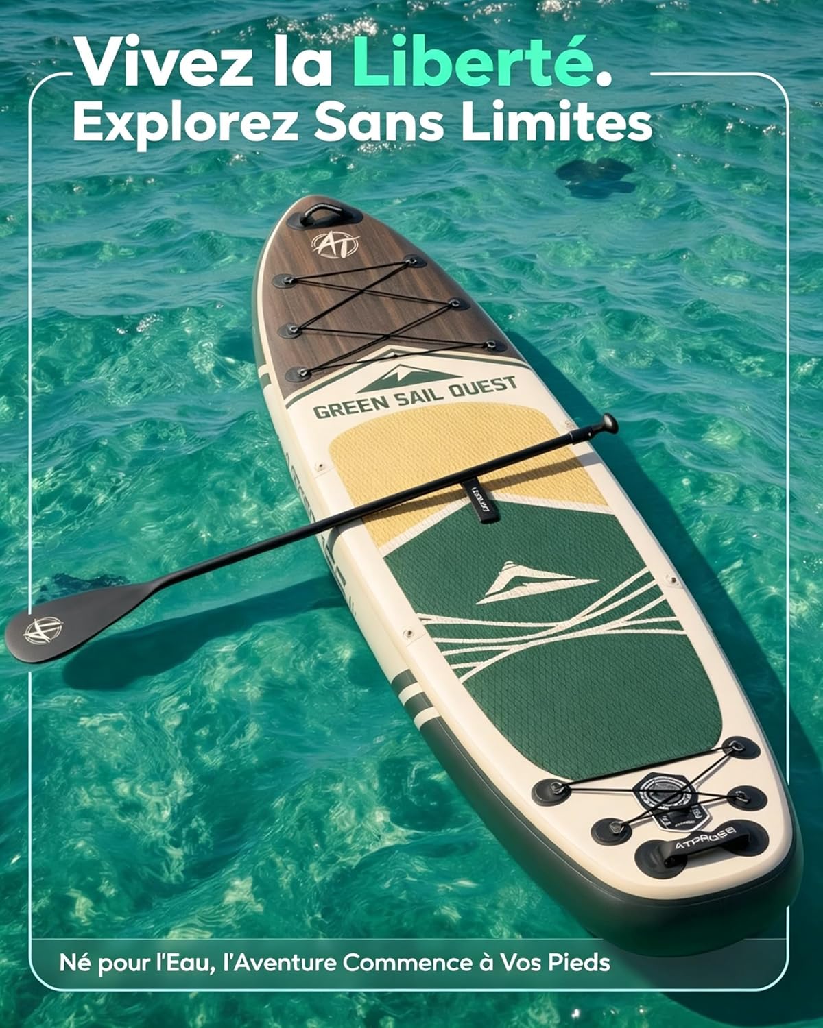 Stand Up Paddle gonflable adulte, 320x84cm, 2 places, charge 200kg