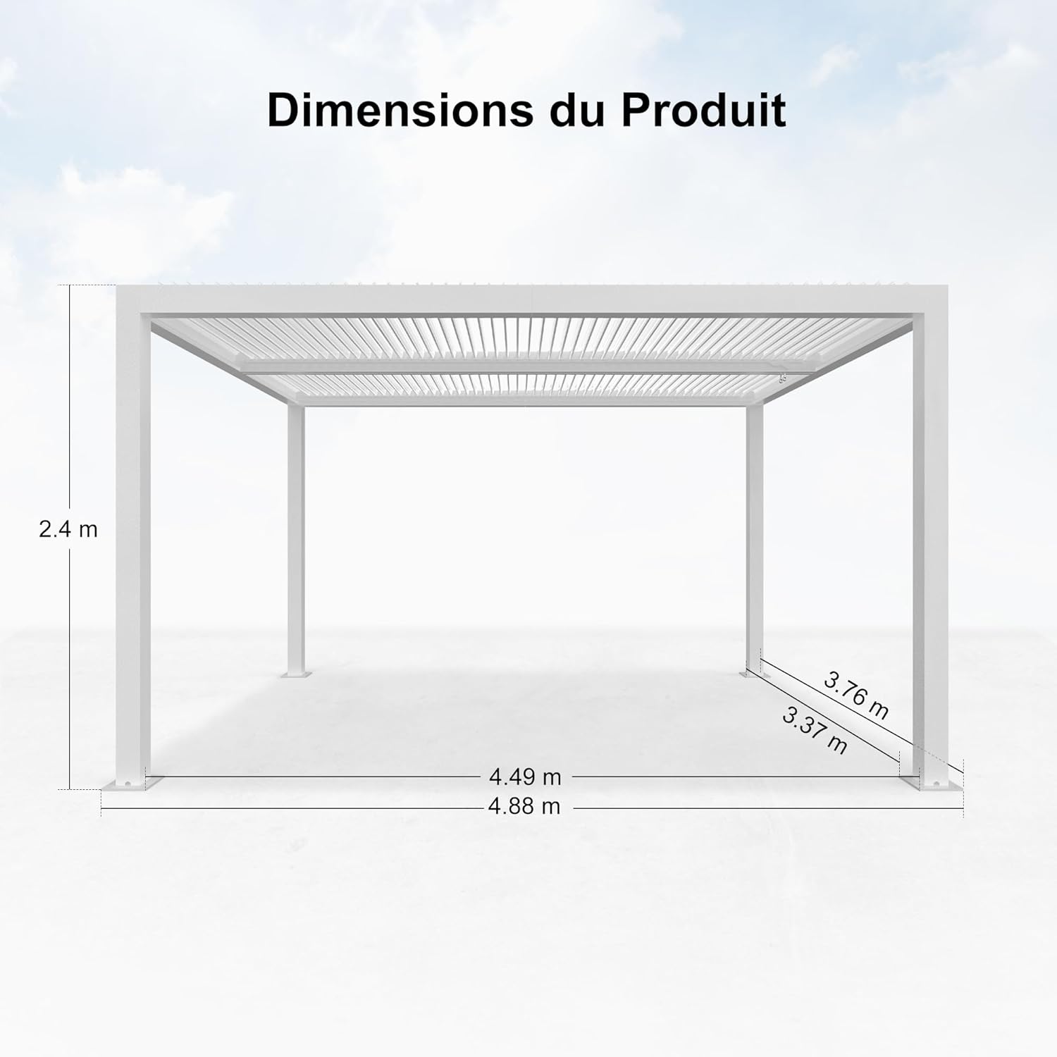 karaca-alisveris - Pergola bioclimatique 4,84x3,68m alu, LED, gouttières