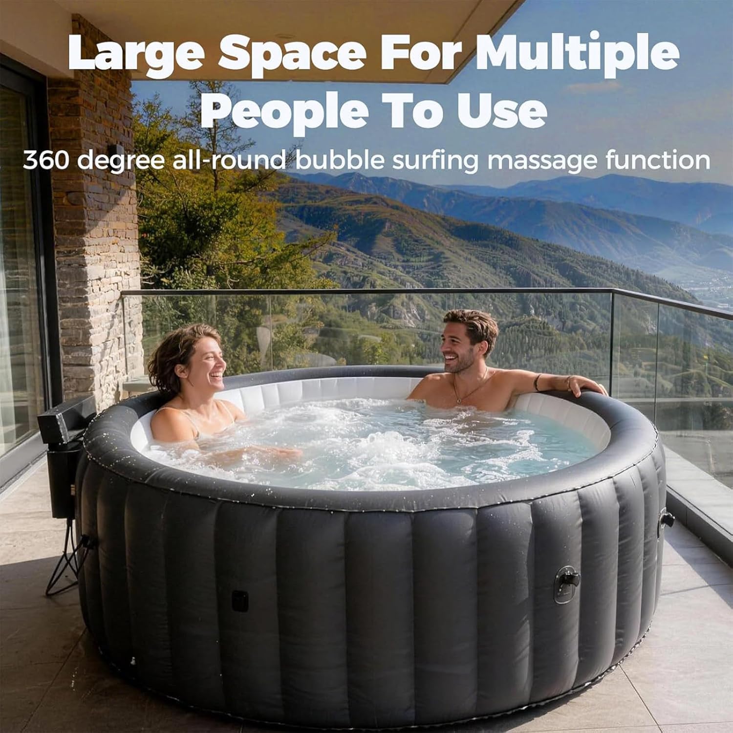 Spa Gonflable 3-4 Personnes, Grand Ensemble Spa Extérieur 180 X 71 Cm, avec 150 Jets De Bulles, Chauffe Jusqu'à 42°c/104°f, avec Filtration par Recirculation, pour Maison