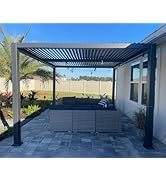 karaca-alisveris Pergola Bioclimatique en Aluminium 3 x 4,25 m, Tonnelle de Jardin Exterieur Imperméab...