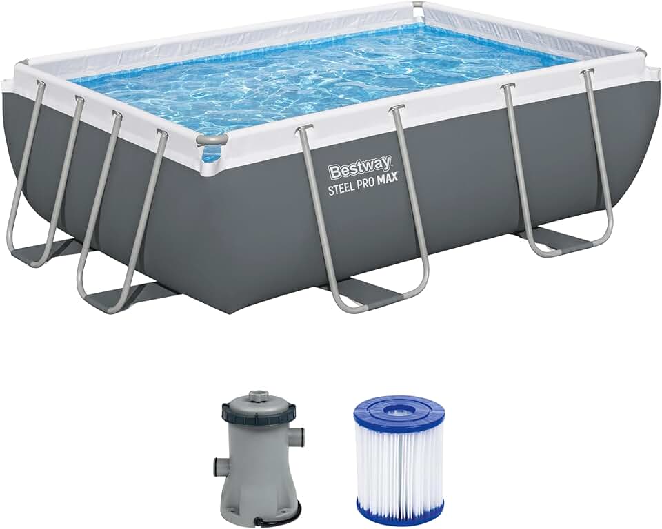 karaca-alisveris Steel Pro Max Kit Piscine Hors Sol - 282 cm x 196 cm x 84 cm - Gris