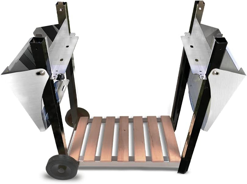 karaca-alisveris - Chariot plancha Aquitaine Pro - inox/bois, roulettes, dessertes latérales - 8477