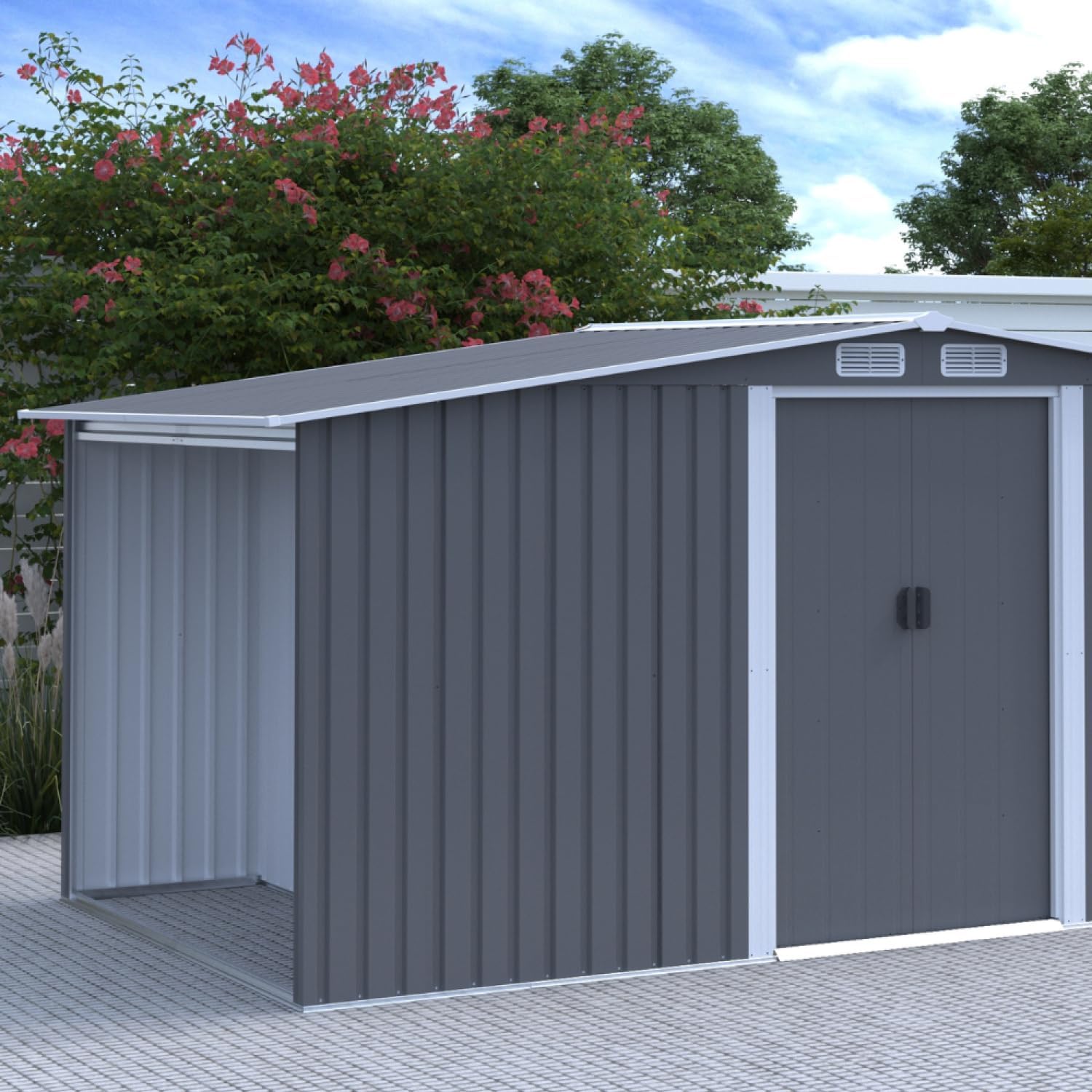 karaca-alisveris - Vosges - abri jardin 6.87m² métal robuste, abri bûches