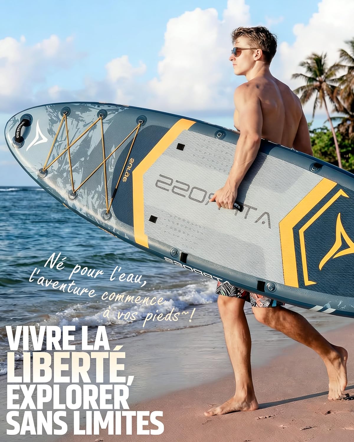 Planche de Paddle Gonflable Adulte avec Siège Kayak & Accessoires, 366x92cm Sup Extra Large & Stable, Charge 240kg, Kayak Gonflable 2 Places pour Yoga, Pêche et Surf