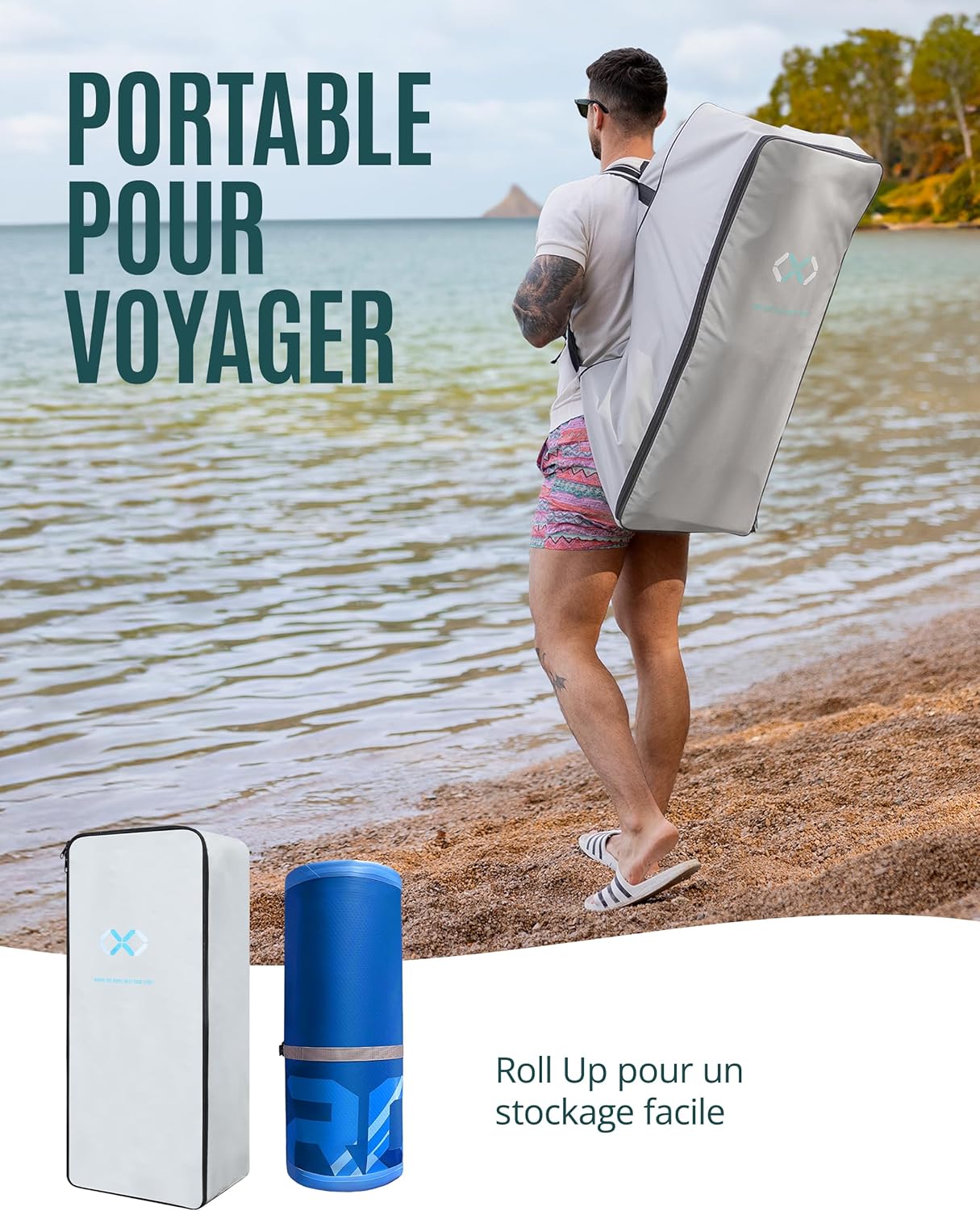 ZLX - Paddle gonflable extra large 350x89cm, planche stable, accessoires, ZLX