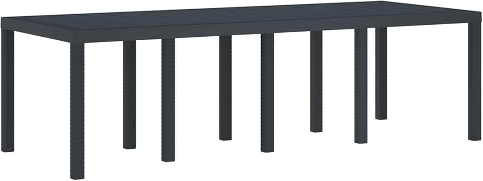 karaca-alisveris - Table de jardin rectangulaire - 250x100x73 cm - poly rotin durable anthracite
