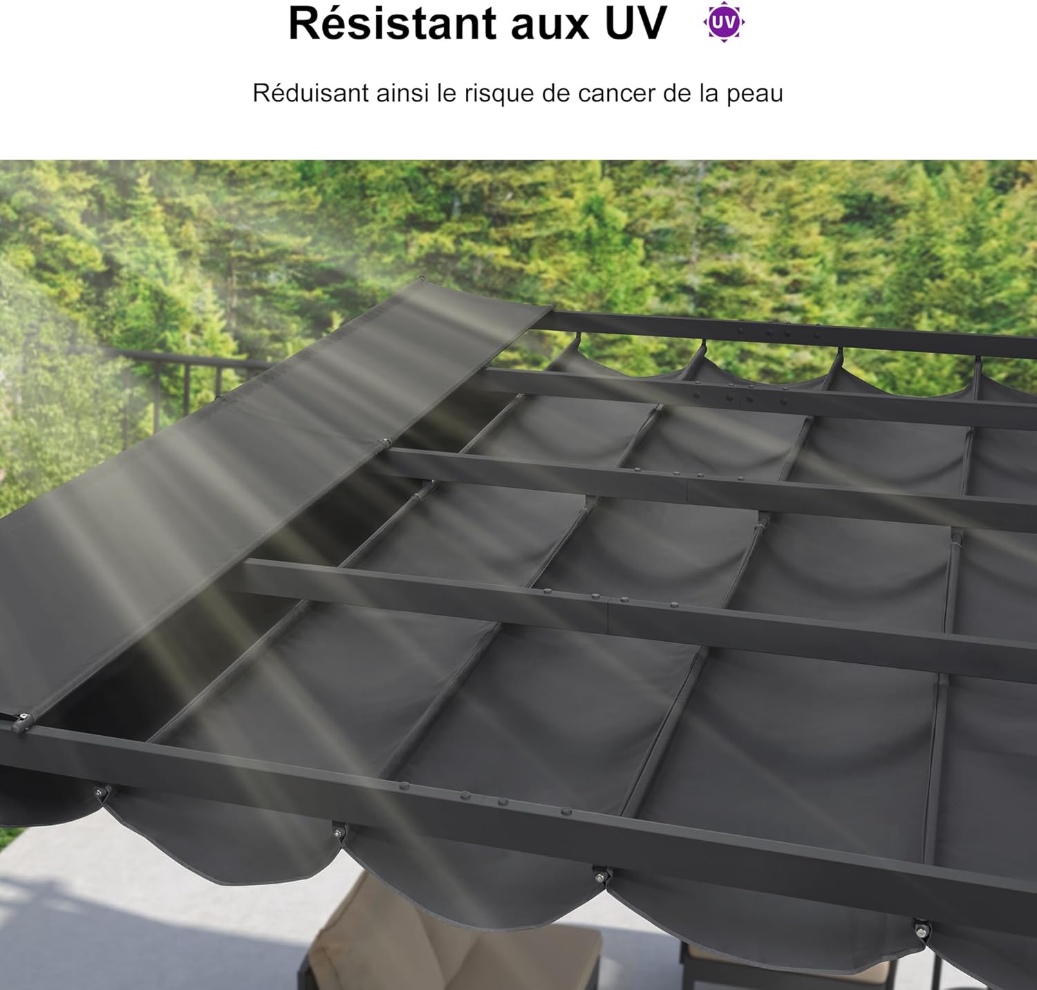 karaca-alisveris - Pergola aluminium série - 4x3m - toit rétractable, imperméable, gris
