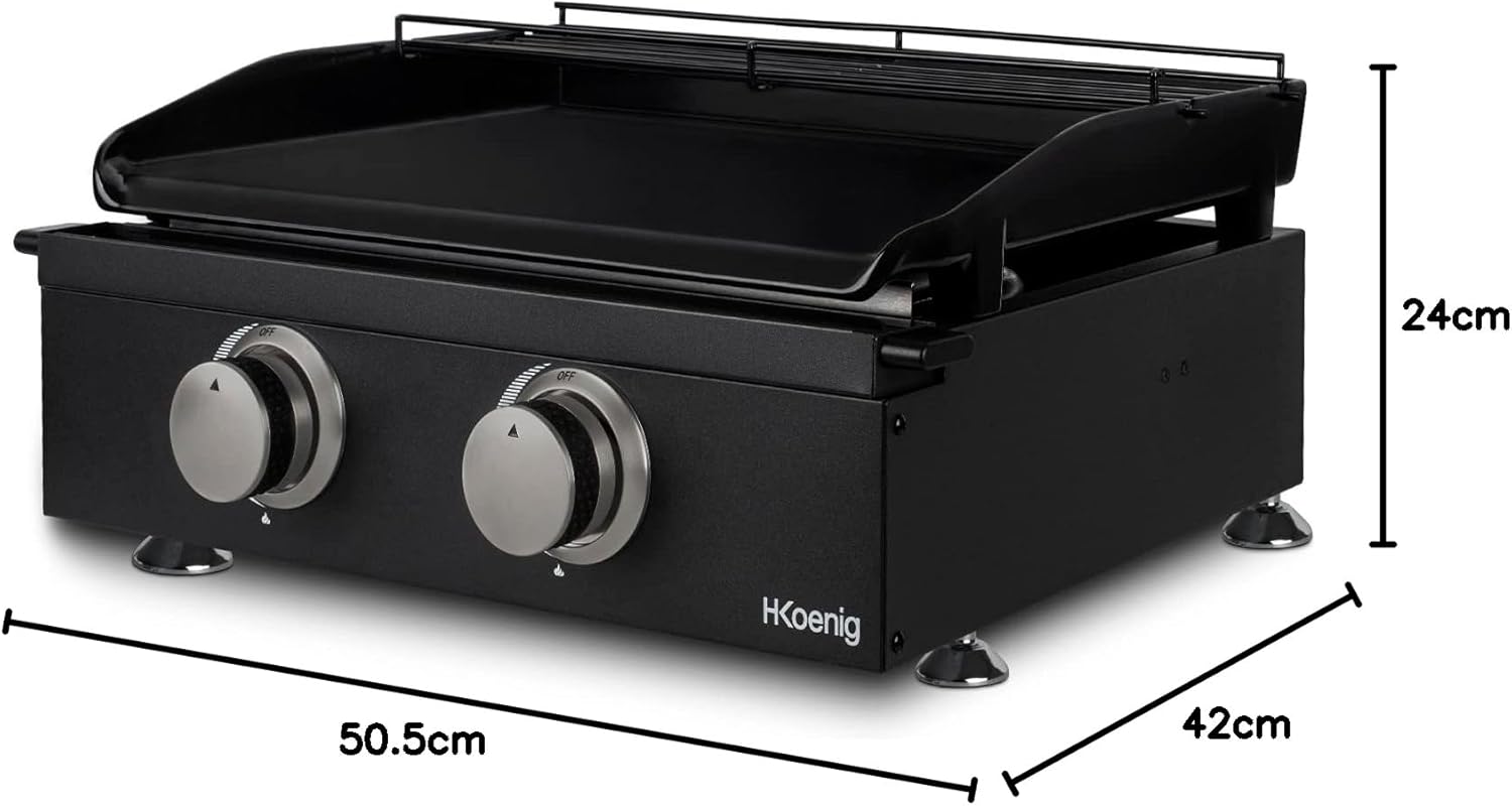 karaca-alisveris - plancha gaz 2 brûleurs - acier inox, fonte, jusqu'à 350°C - PLX1022