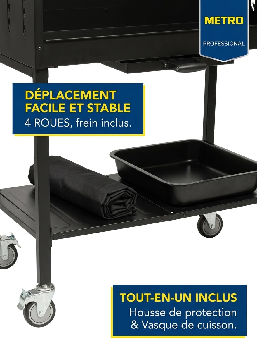 METRO - Barbecue DELUXE - 137x68x94 cm - housse, tablette, acier inox