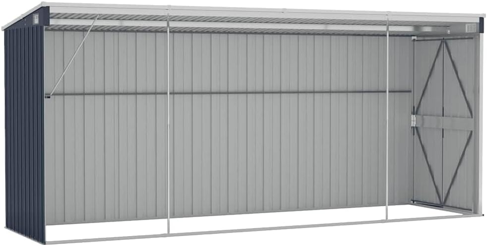 karaca-alisveris Abri de Jardin Mural Anthracite 118x382x178 cm Acier,Maison & Jardin, Pelouses & Jardins, Vie en extérieur, Structures extérieures, Cabanes & abris de Jardin, Anthracite (Poids 47.9KG)