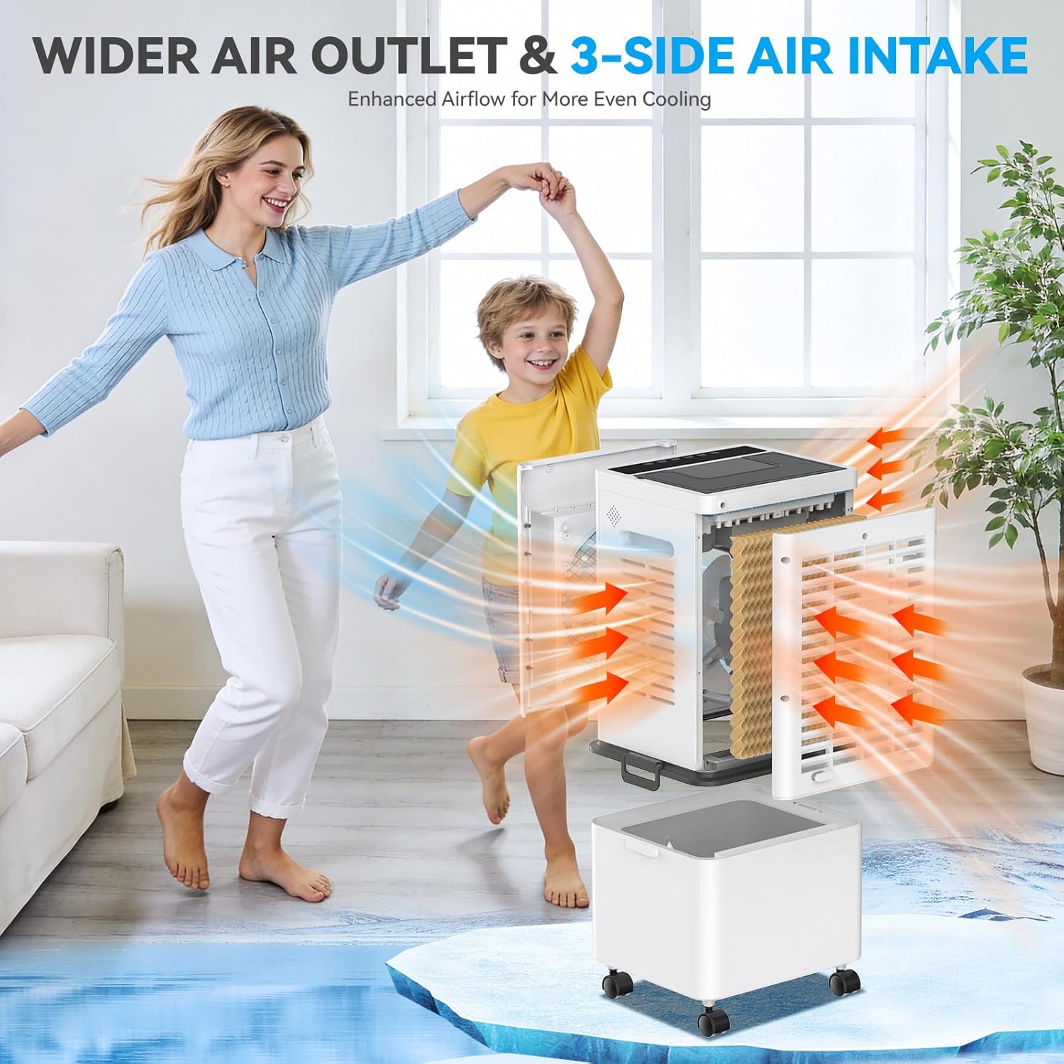 Climatiseur mobile - 12L, 6 vitesses, 3 modes, minuterie 24h, télécommande, 40 dB, portable