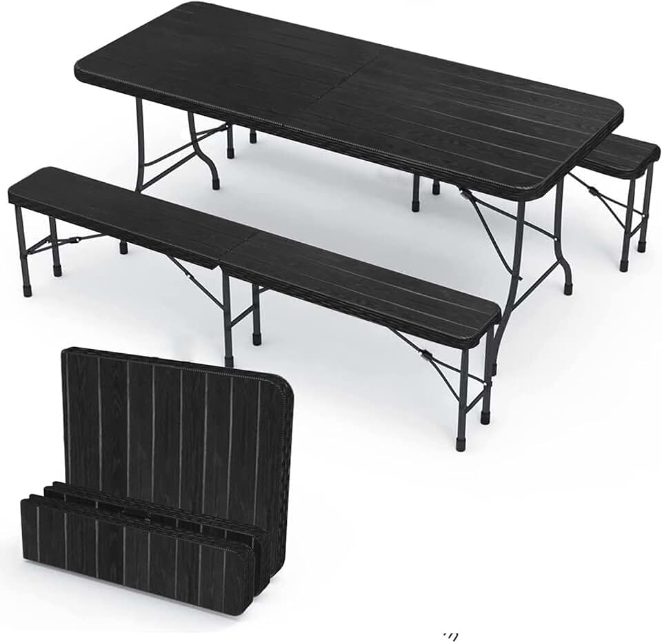 karaca-alisveris - Ensemble table pliante 8 personnes - table + 2 bancs - pour terrasse, jardin et camping - karaca-alisveris