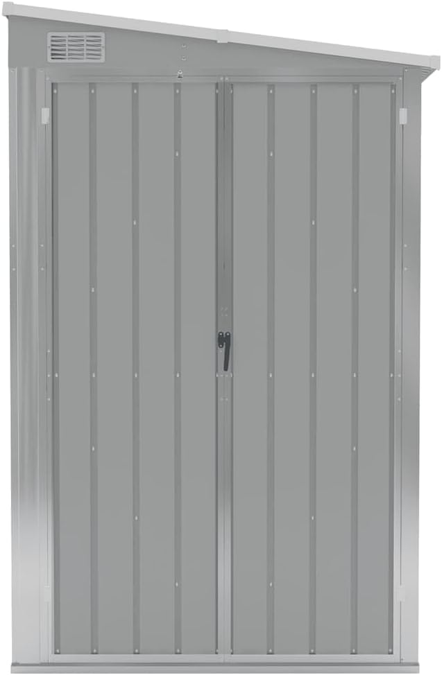 karaca-alisveris Abri de Jardin Mural Gris 118x382x178 cm Acier galvanisé,Structures extérieures, Cabanes & abris de Jardin,316230
