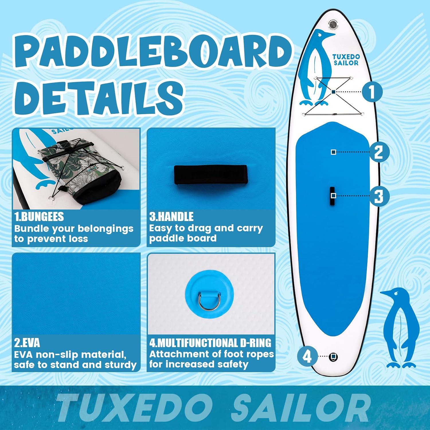 karaca-alisveris Paddle Gonflable Adulte, Planche de Stand Up Paddle Gonflable Sup Paddle Board Gonflable Planche à Pagaie Gonflable avec Accessoires Complets