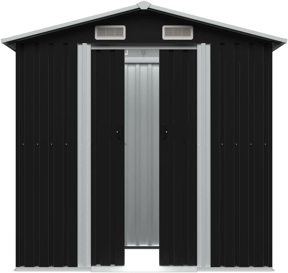 Abri de Stockage Métal Vert 204x132x186 cm Cabane Rangement Jardin (Anthracite)