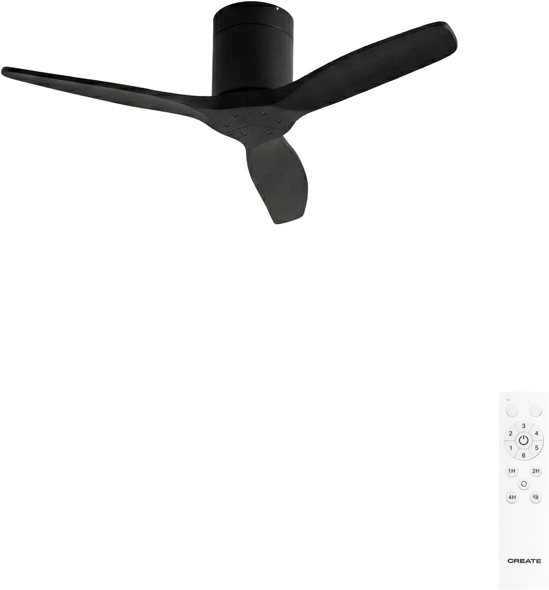 Ventilateur de plafond CREATE WINDCALM S - 112 cm - 40W, silencieux, télécommande, 6 vitesses, minuterie, été/hiver, ABS