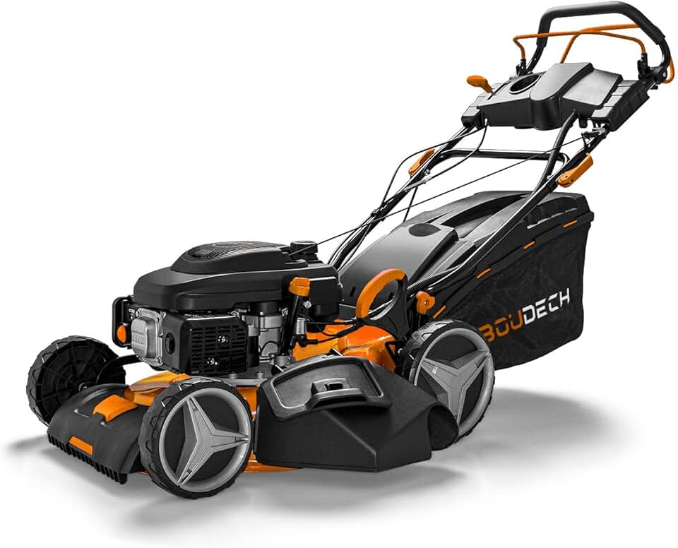 karaca-alisveris® Tondeuse automotrice 225cc 5.2p OHV 4 Temps avec e-Start Mulching 4in1 520mm Largeur de Coupe