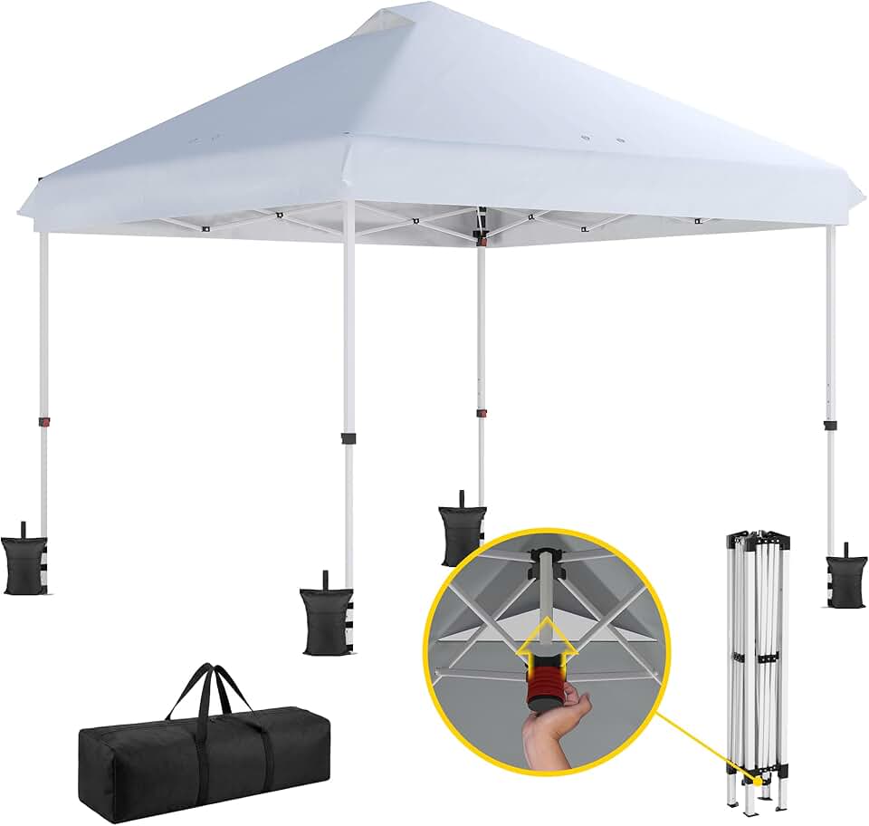 karaca-alisveris - Tonnelle Pliante Pop-up - 3x3m - UPF50+, Hauteur réglable, Blanc